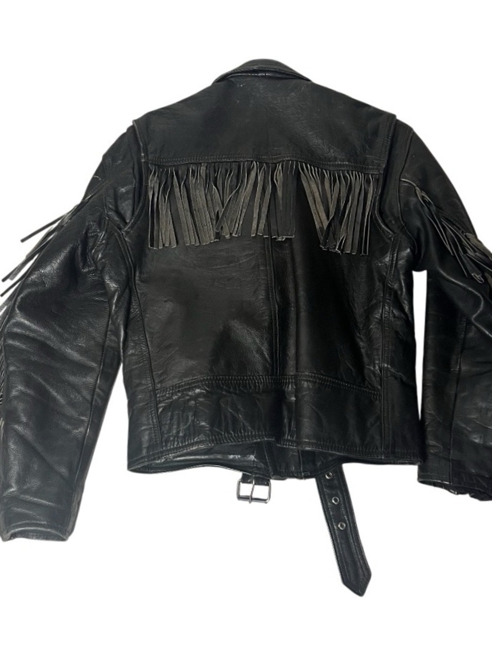 Vintage Western Leather Fringe Biker Jacket Size 42 Fits Size Small - Medium - Picture 6 of 12